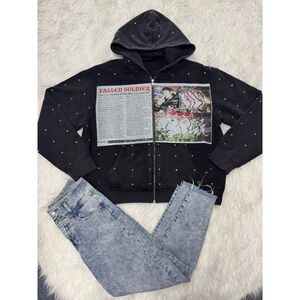 Studded Music Festival Taylor Swift Style Graphic Y2K Hoodie Grunge S NWT $120